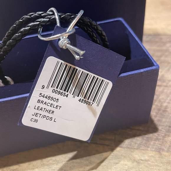 Swarovski Taddeo Leather Palladium Crystal Skull Bracelet - NWT - Picture 7 of 7